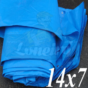 Lona: 14,0 x 7,0m Azul 300 Micras Impermeável para Telhado, Barraca, Cobertura e Proteção Multi-Uso com ilhoses a cada 50cm