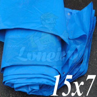 Lona: 15,0 x 7,0m Azul 300 Micras Impermeável para Telhado, Barraca, Cobertura e Proteção Multi-Uso com ilhoses a cada 50cm