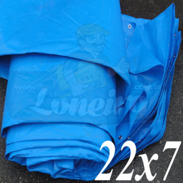 Lona: 22,0 x 7,0m Azul 300 Micras Impermeável para Telhado, Barraca, Cobertura e Proteção Multi-Uso com ilhoses a cada 50cm