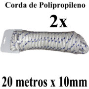2 Cordas de Polipropileno 20 metros: x 10mm Branca Multiuso PP Multifilamento Trançada para amarrações em geral
