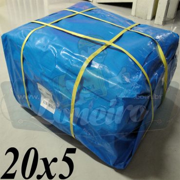 Lona: 20,0 x 5,0m Azul 300 Micras Impermeável para Telhado, Barraca, Cobertura e Proteção Multi-Uso com ilhoses a cada 50cm