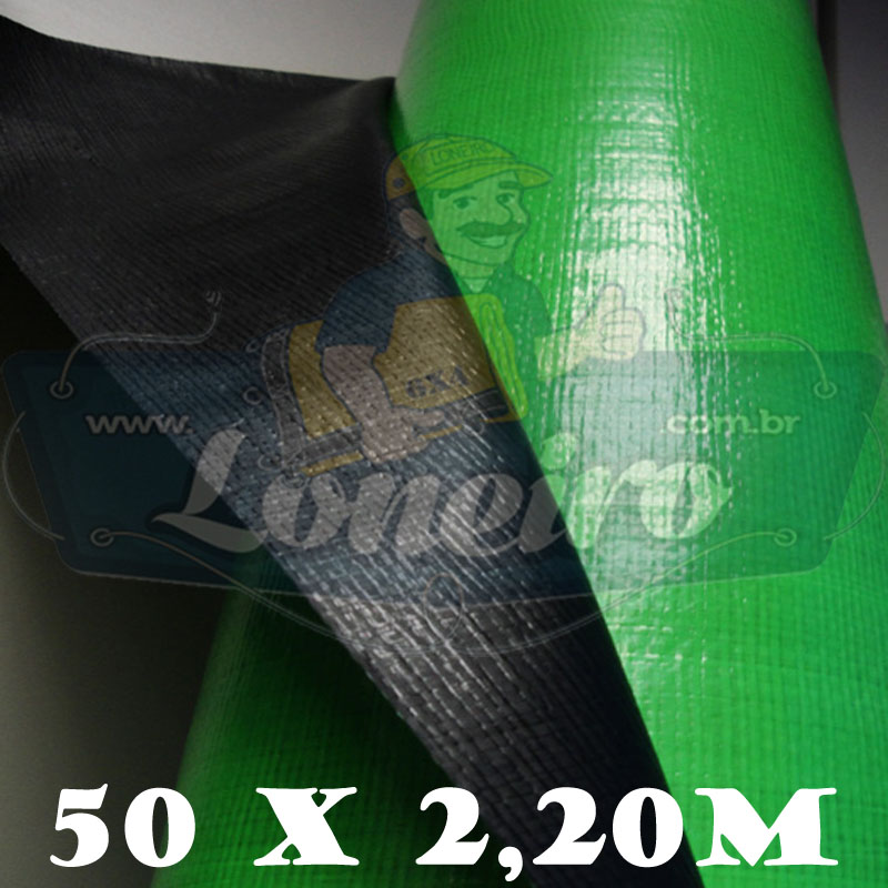 Bobina Plástica Preto Fosco / Verde Limão Polietileno 50,0 x 2,20m = 110m²