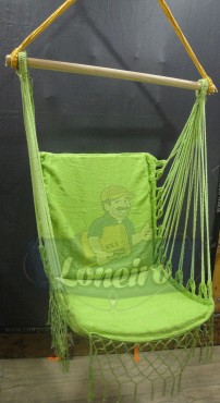Cadeira De Descanso Verde Claro Modelo Poltrona Suspensa de Balanço Artesanal de Algodão Macio para Dormir Relaxar em Casa Quintal Jardim Árvore