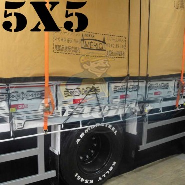 Lona 5,0 x 5,0m Encerado Premium Cotton RipStop de Algodão Caqui para Caminhão com argolas "D" a cada 1 metro