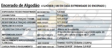 ENCERADO ALGODÃO C4 ESPECIFICAÇÃO