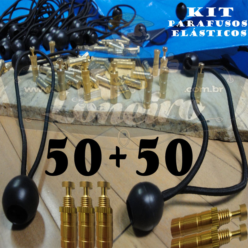 KIT: 50 Parafusos Latão LonaFix e 50 Elásticos Bola 30cm