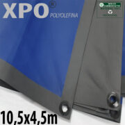 Lona: 10,5 x 4,5m Loneiro Xtreme XPO Poliolefina Premium Industrial Azul Cinza Anti-Chamas Impermeável Ilhós soldado por Ultrassom a cada 50cm