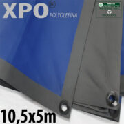 Lona: 10,5 x 5,0m Loneiro Xtreme XPO Poliolefina Premium Industrial Azul Cinza Anti-Chamas Impermeável Ilhós soldado por Ultrassom a cada 50cm