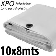 Lona: 10,0 x 8,0m Loneiro Xtreme Polyolefina XPO 270 Gsm Industrial Projetor Projeção Imagens Telão Branca e Prata Ilhoses a cada 50cm