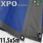Lona: 11,5 x 5,0m Loneiro Xtreme XPO Poliolefina Premium Industrial Azul Cinza Anti-Chamas Impermeável Ilhós soldado por Ultrassom a cada 50cm