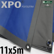 Lona: 11,0 x 5,0m Loneiro Xtreme XPO Poliolefina Premium Industrial Azul Cinza Anti-Chamas Impermeável Ilhós soldado por Ultrassom a cada 50cm