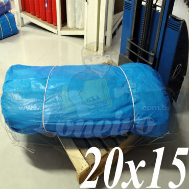 Lona: 20,0 x 15,0m Azul 300 Micras Impermeável para proteção cobertura impermeabilização com bainha ilhoses a cada 1 metro