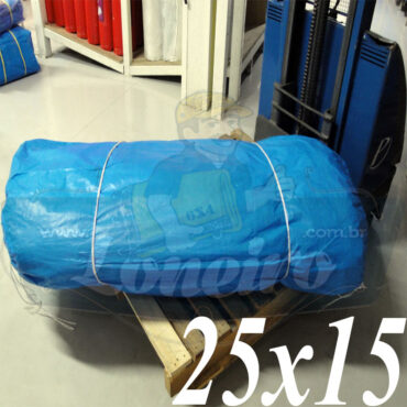 Lona: 25,0 x 15,0m Azul 300 Micras Impermeável para proteção cobertura impermeabilização com bainha ilhoses a cada 1 metro