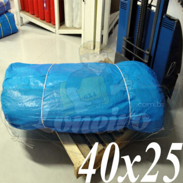 Lona: 40,0 x 25,0m Azul 300 Micras Impermeável para proteção cobertura impermeabilização com bainha ilhoses a cada 1 metro