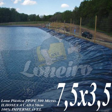 Lona para Lago Ornamental PP/PE 7,5 x 3,5m Azul / Cinza para Lagos Artificiais de Peixes Tanques Jardim Armazenagem de Água e Cisternas