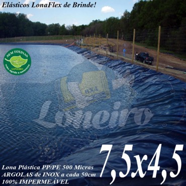 Lona para Lago Tanque de Peixes PP/PE 7,5 x 4,5m Cinza Chumbo / Preta impermeável e atóxica para Lagos Artificiais e Armazenagem de Água