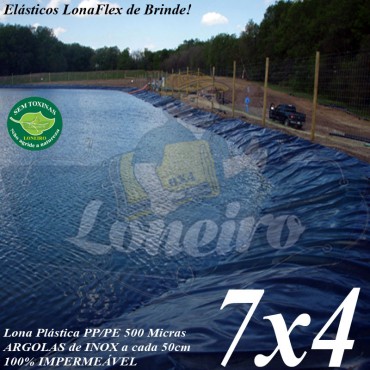 Lona para Lago Tanque de Peixes PP/PE 7,0 x 4,0m Cinza Chumbo / Preta impermeável e atóxica para Lagos Artificiais e Armazenagem de Água