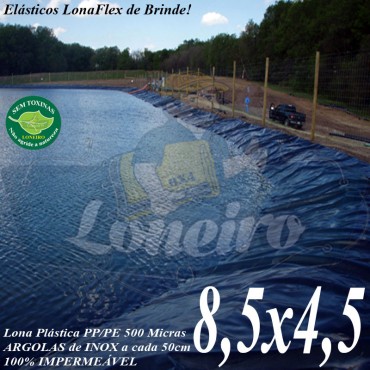 Lona para Lago Tanque de Peixes PP/PE 8,5 x 4,5m Azul / Cinza para Lagos Artificiais Tanque de Peixes e Armazenagem de Água