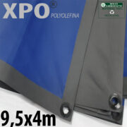 Lona 9,5 x 4,0m Loneiro Xtreme XPO Poliolefina Premium Industrial Azul Cinza Anti-Chamas Impermeável Ilhós soldado por Ultrassom a cada 50cm