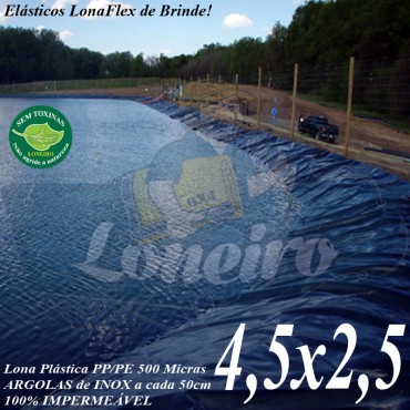 Lona para Lago Ornamental PP/PE 4,5 x 2,5m Azul / Cinza para Tanque de Peixes Lago Artificial Reservatório de Água Açude Cisterna