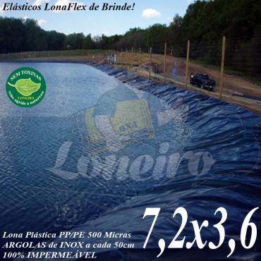 Lona para Lago Tanque de Peixes PP/PE 7,2 x 3,6m Azul / Cinza impermeável e atóxica para Lago Artificial Ornamental e Cisterna de água