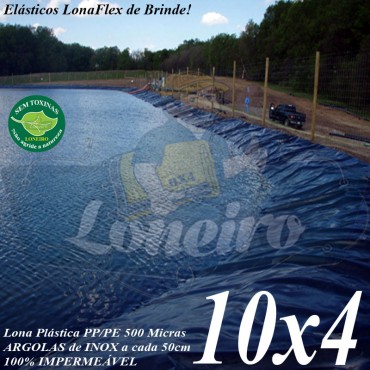Lona para Lago Tanque de Peixes PP/PE: 10,0 x 4,0m Azul/Preto impermeável e atóxica para Lagos Artificiais, Armazenagem de Água e Cisterna