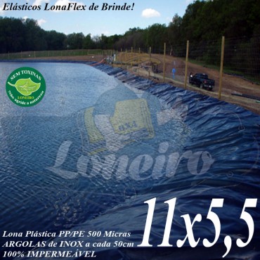 Lona para Lago Tanque de Peixes PP/PE: 11,0 x 5,5m Cinza / Preto Impermeável Atóxica para Lago Artificial Açudes Cisternas Reservatórios de Água