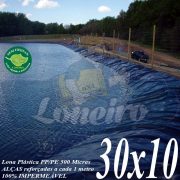 Lona para Lago Tanque de Peixes PP/PE: 30,0 x 10,0m Azul/Cinza para Lagos Artificiais, Armazenagem de Água e Cisterna