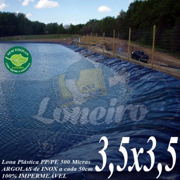 Lona para Lago Ornamental PP/PE 3,5 x 3,5m Azul/Cinza ideal para Lago Artificial Ornamenatis de Jardim Tanque de Peixes Ranários Poços e Cisterna