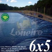 Lona para Lago Tanque de Peixes PP/PE 6,0 x 5,0m Azul/Cinza para Lagos Artificiais, Armazenagem de Água e Cisterna