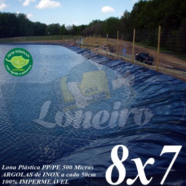 Lona para Lago Tanque de Peixes PP/PE 8,0 x 7,0m Cinza / Branca para Lago Artificial Reservatório de Água Irrigação Açude Cisterna
