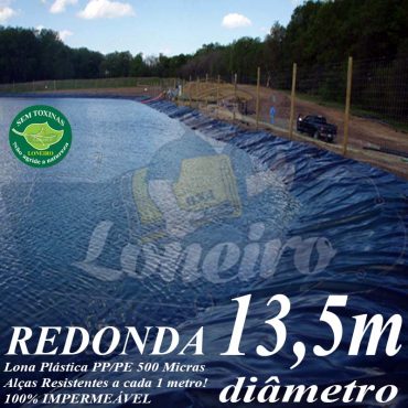 Lona para Lago Tanque de Peixes PP/PE: 13,5m de diâmetro Redonda Azul/Cinza para Lagos Artificiais, Armazenagem de Água e Cisterna