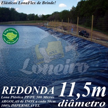 Lona para Lago Tanque de Peixes PP/PE: 11,5m de diâmetro Redonda Azul/Cinza para Lagos Artificiais, Armazenagem de Água e Cisterna