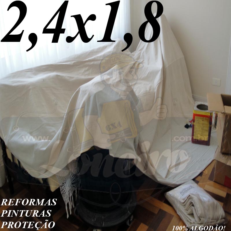 Lona 2,4 x 1,8m Capa de Sofá Cama Pano de Algodão Cloth para Reforma Pintura Proteção Confecções Lençol