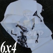 Lona 6,0 x 4,0m Plástica Branca 300 Micras para Telhado, Barraca, Cobertura e Proteção Multi-Uso  + 40 Elásticos LonaFlex 15cm
