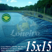 Lona para Lago Tanque de Peixes PP/PE: 15,0 x 15,0m Azul/Cinza PolyForte impermeável e atóxica para Lagos Artificiais, Armazenagem de Água e Cisterna