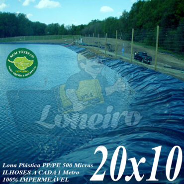 Lona para Lago Tanque de Peixes PolyForte: 20,0 x 10,0m Cinza/Azul Impermeável para Lagos Artificiais, Armazenagem de Água e Cisterna