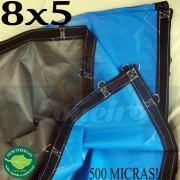 Lona 8,0 x 5,0m Loneiro 500 Micras PPPE Azul e Cinza com argolas 