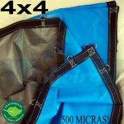 Lona 4,0 x 4,0m Loneiro 500 Micras PPPE Azul e Cinza com argolas 