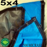 Lona 5,0 x 4,0m Loneiro 500 Micras PPPE Azul e Cinza com argolas 