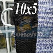 Lona: 10,0 x 5,0 Tela ExtraForte PEAD Premium Caminhão cor Prata/Azul com argolas "D" INOX a cada 50cm