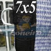 Lona 7,0 x 5,0 Tela ExtraForte PEAD Premium Caminhão cor Prata/Azul com argolas "D" INOX a cada 50cm e cinta reforçada