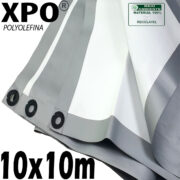 Lona: 10,0 x 10,0m Loneiro Xtreme XPO Poliolefina Premium Industrial Branca Prata Anti-Chamas Impermeável Ilhós soldado por Ultrassom a cada 50cm