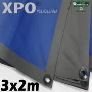 Lona 3,0 x 2,0m Loneiro Xtreme XPO Poliolefina Premium Industrial Azul Cinza Anti-Chamas Impermeável Ilhós soldado por Ultrassom a cada 50cm