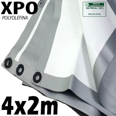 Lona 4,0 x 2,0m Loneiro Xtreme XPO Poliolefina Premium Industrial Branca Prata Anti-Chamas Impermeável Ilhós soldado por Ultrassom a cada 50cm