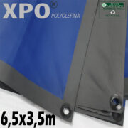 Lona 6,5 x 3,5m Loneiro Xtreme XPO Poliolefina Premium Industrial Azul Cinza Anti-Chamas Impermeável Ilhós soldado por Ultrassom a cada 50cm