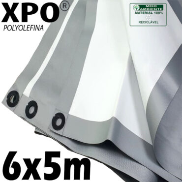 Lona 6,0 x 5,0m Loneiro Xtreme XPO Poliolefina Premium Industrial Branca Prata Anti-Chamas Impermeável Ilhós soldado por Ultrassom a cada 50cm