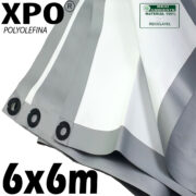 Lona 6,0 x 6,0m Loneiro Xtreme XPO Poliolefina Premium Industrial Branca Prata Anti-Chamas Impermeável Ilhós soldado por Ultrassom a cada 50cm