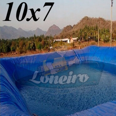 Lona: 10,0 x 7,0m Azul 300 Micras Impermeável Atóxica Lagos Artificiais Tanques de Peixes Reservatórios Água Potável Cisterna Ranário Poços