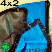 Lona 4,0 x 2,0m Loneiro 500 Micras PPPE Azul e Cinza com argolas 